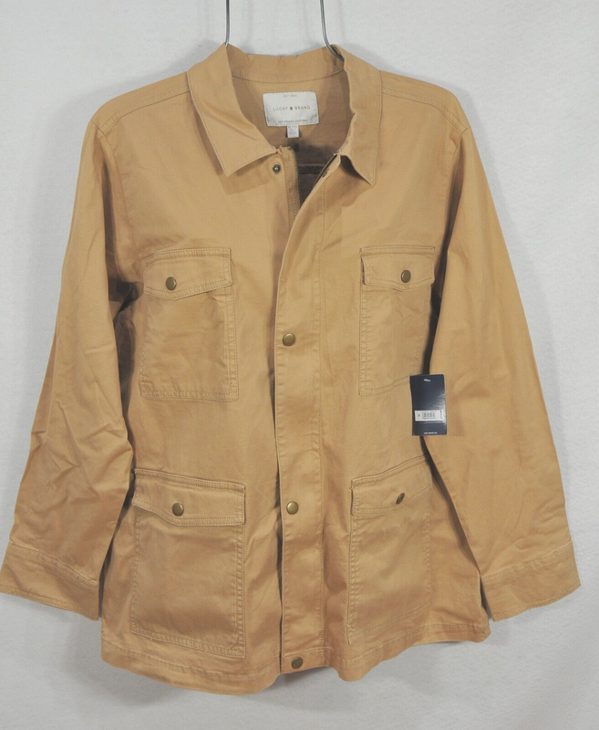 Lucky brand Women's Chore Jacket Coat XL 4 Pockets Zip & Snap Closure Camel NWT
