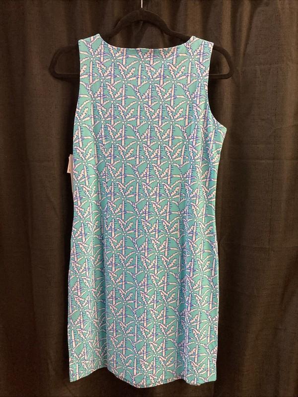 Lulu B Small Boat Neck Dress Teal White Upf50