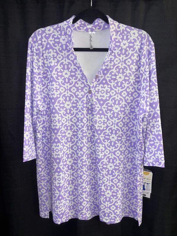 Lulu B XL Purple White Top With Buttons