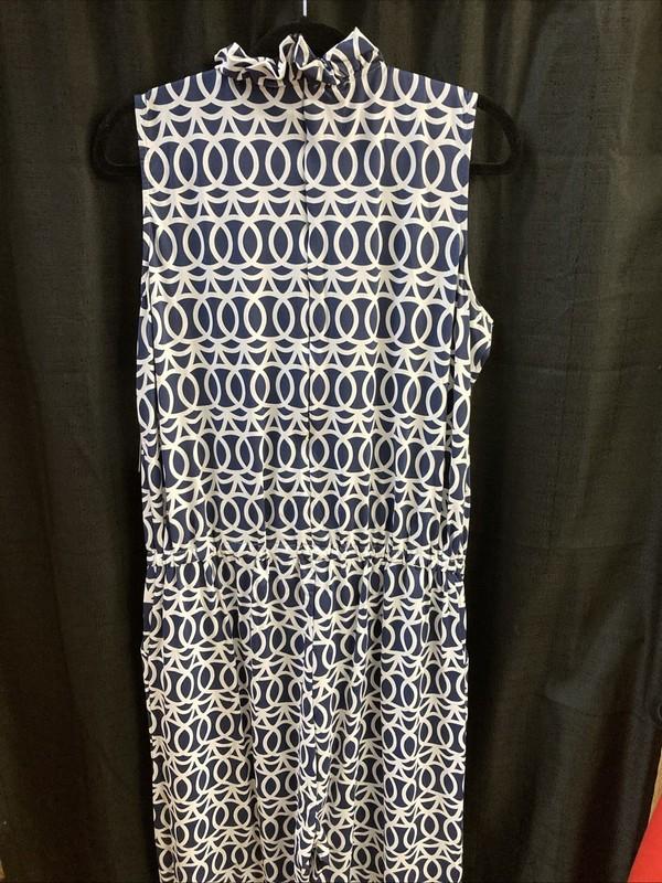 Lulu B XL Ruffle Jumpsuit Zipper Navy White Upf50