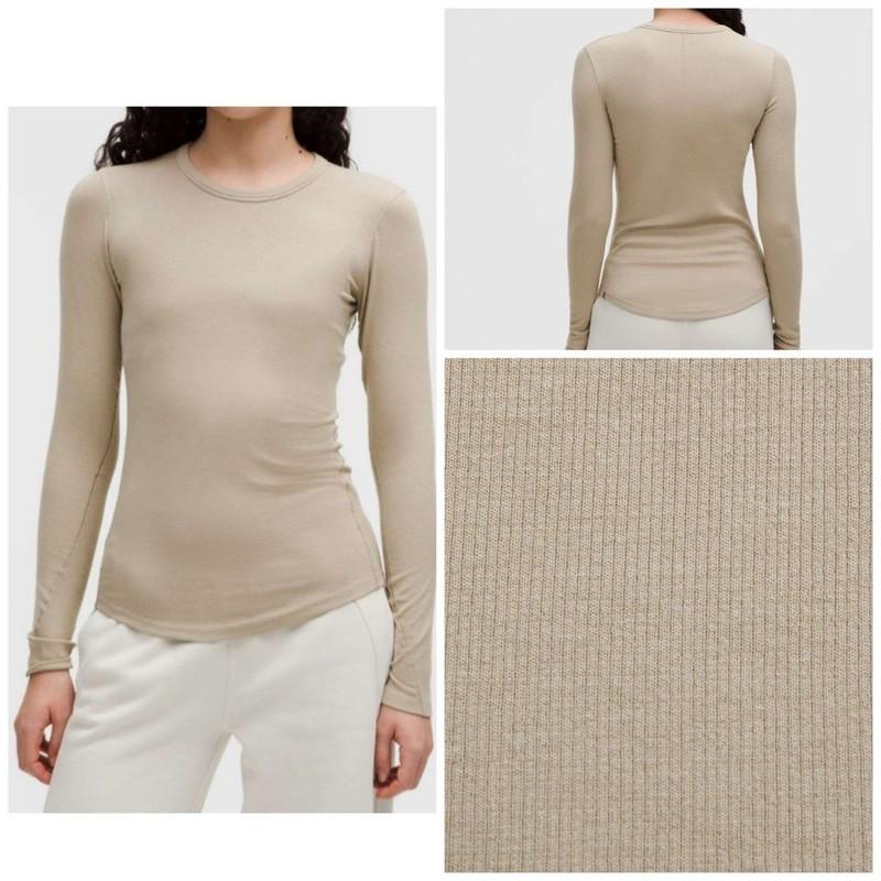 Lululemon Hold Tight Long-Sleeve Shirt Sheer Oak Size 8 NWT Tan