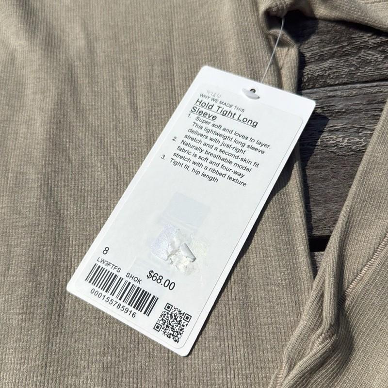 Lululemon Hold Tight Long-Sleeve Shirt Sheer Oak Size 8 NWT Tan