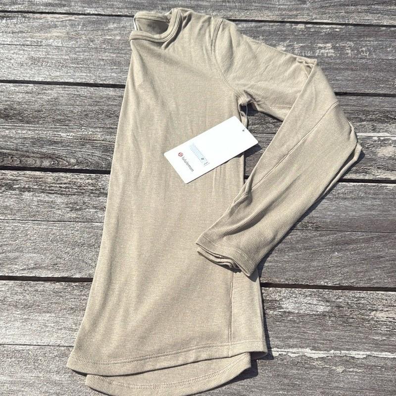 Lululemon Hold Tight Long-Sleeve Shirt sheer Oak size 8 NWT tan