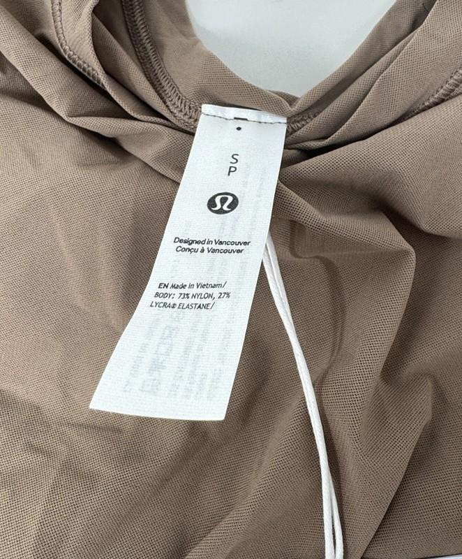 LULULEMON Nulu Mesh Long-Sleeve Crewneck Bodysuit Taupetastic Sz S