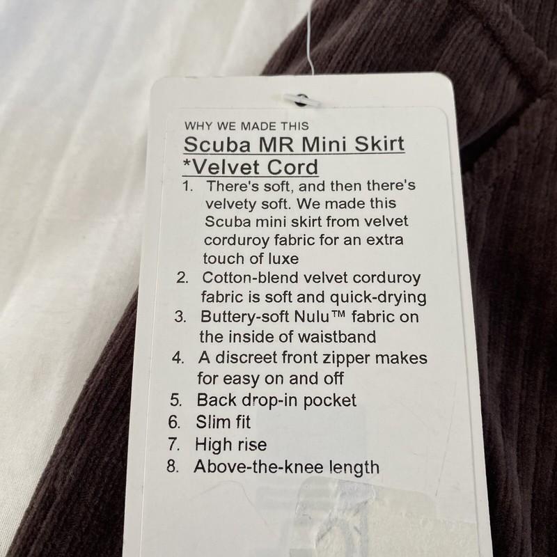 Lululemon Scuba Mid-Rise Mini Skirt Velvet Cord Riverstone SZ6- LW8AJDS RVSN