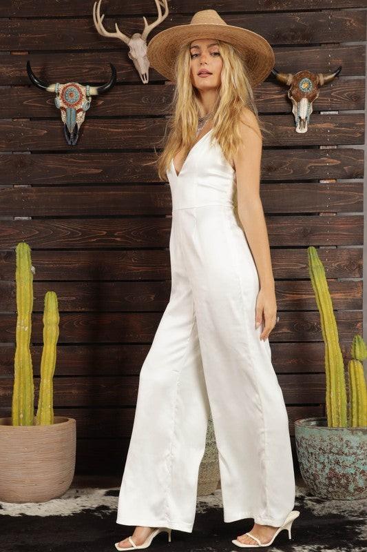 Lulus Angelic Satin Bow Sleeveless Jumpsuit White XS Wedding GNO Party Pantsuit