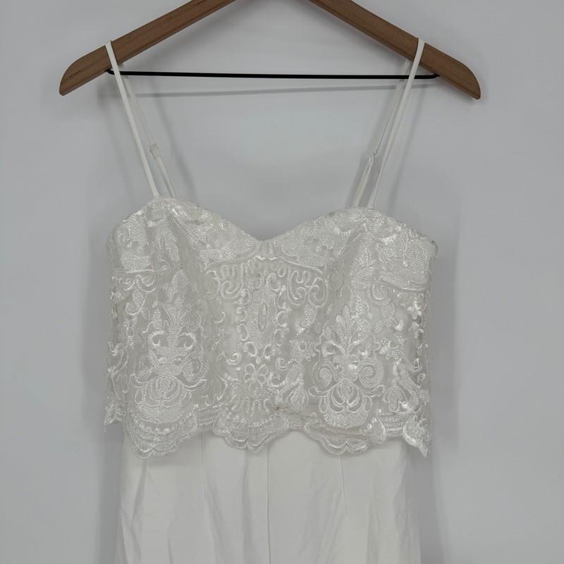 Lulus Exquisite Posture White Floral Embroidered Tiered Jumpsuit Size S