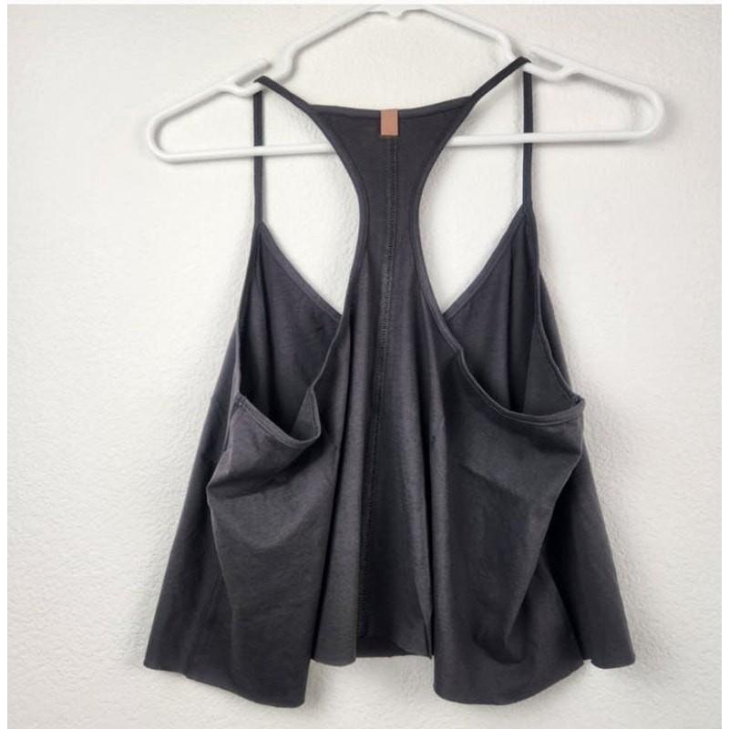 Lunya Organic Pima Racer Tank Gray Size Large NWOT Pocket