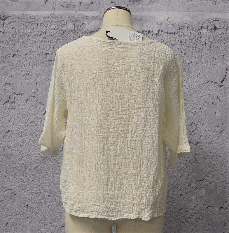LUUKAA Linen 8Y0150 Lagenlook CLAIR CROP TOP Hi-Lo Hem (sizes 6-18) CREAM