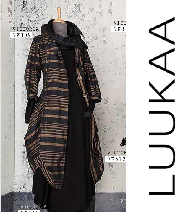 LUUKAA Taffeta 0309 PATRICE Parachute Bubble DUSTER Jacket Sz 4-20 BROWN STRIPE