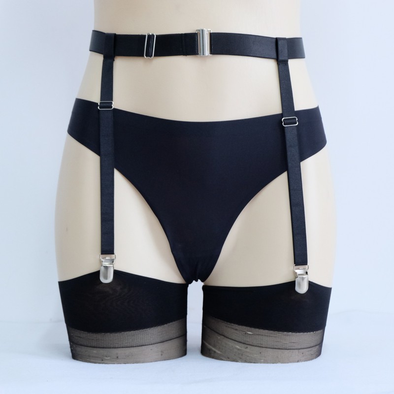 Luxallacki Adjustable Elastic 4 & 6 Straps Suspender Belt Garter for Thigh Highs