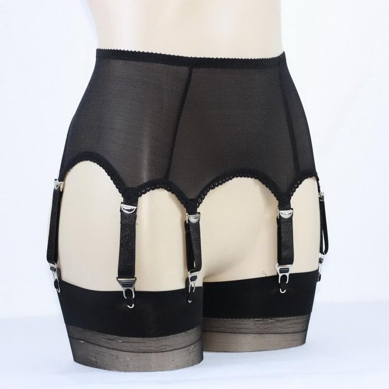 Luxallacki Sheer Mesh 6 Straps Garter Belt With Metal Clips For Women Lingerie