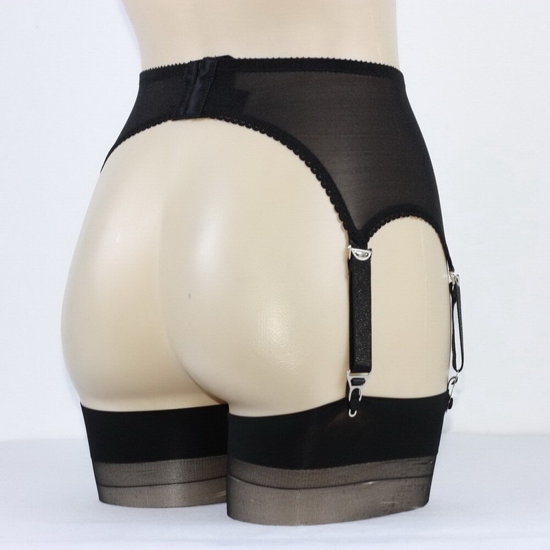 Luxallacki Sheer Mesh 6 Straps Garter Belt With Metal Clips For Women Lingerie