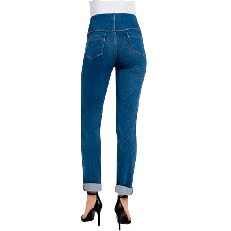 Lysse 1X Boyfriend Denim Pant Mid Wash Jeans Comfort Jeggings Pockets Cuffed
