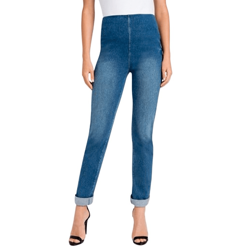 Lysse 1X Boyfriend Denim Pant Mid Wash Jeans Comfort Jeggings Pockets Cuffed