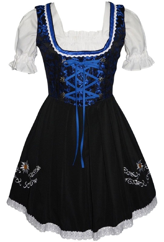M 10 Short Dirndl German Dress EMBROIDERED Oktoberfest Swing Party 3Pcs COMPLETE
