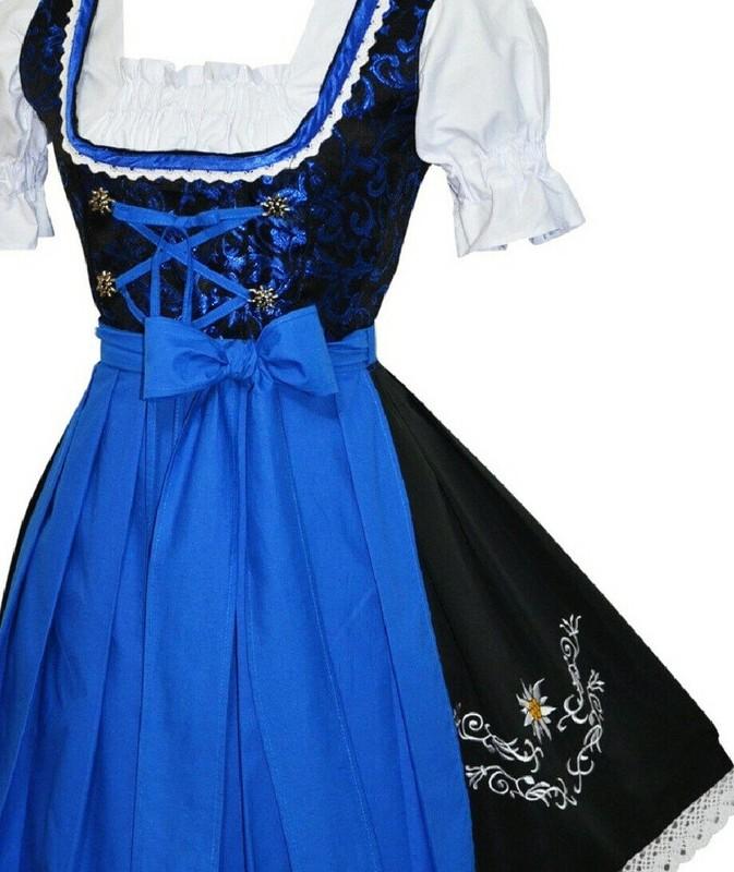 M 10 Short Dirndl German Dress EMBROIDERED Oktoberfest Swing Party 3Pcs COMPLETE