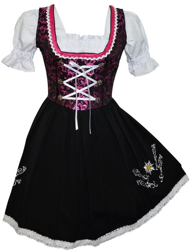 M 12 Black German Women Waitress Dirndl Dress Oktoberfest Bavarian Holiday