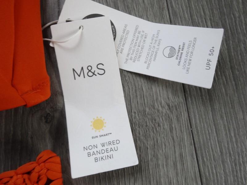 M&S MARKS & SPENCER MARMALADE BANDEAU BIKINI SET UK SIZE 16 TOP SIZE 16 BOTTOMS