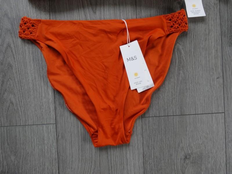 M&S MARKS & SPENCER MARMALADE BANDEAU BIKINI SET UK SIZE 16 TOP SIZE 16 BOTTOMS
