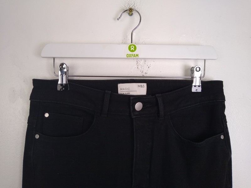 M&S Womens Jeans Size 12 Black Slim Flared Leg NWOT F2