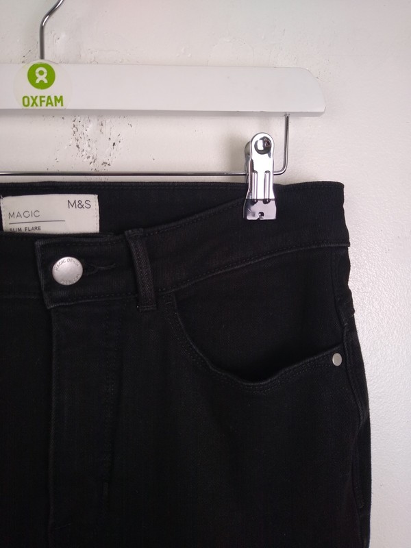 M&S Womens Jeans Size 12 Black Slim Flared Leg NWOT F2