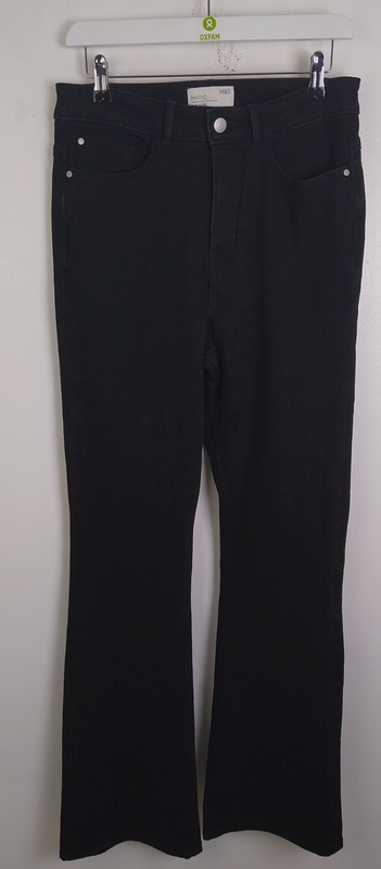 M&S Womens Jeans Size 12 Black Slim Flared Leg NWOT F2