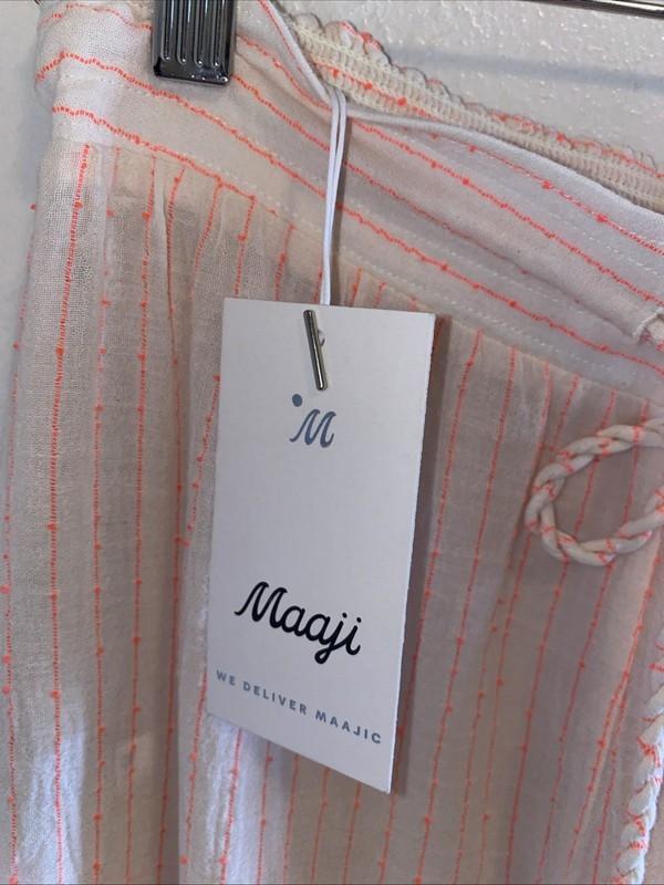 Maaji Beach Coastal Cover Up Coral Pinstripe Julieth Pants Size Medium NEW