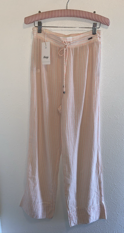 Maaji Beach Coastal Cover Up Coral Pinstripe Julieth Pants Size Medium NEW