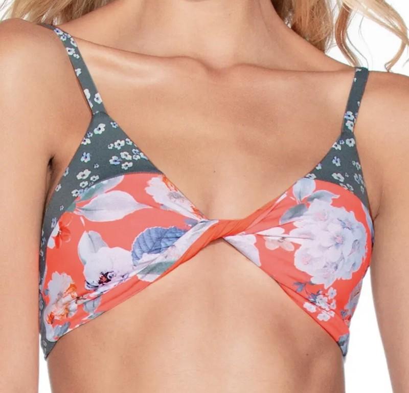 Maaji Bouquet Twister Bralette Bikini Swim Reversible Top: Small NEW 446