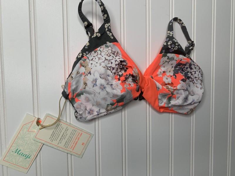 Maaji Bouquet Twister Bralette Bikini Swim Reversible Top: Small NEW 446