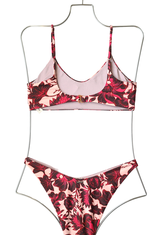 Maaji Rose Lanai Bralette Top & Splendor High Leg Cheeky Bikini Bottom M Set Red