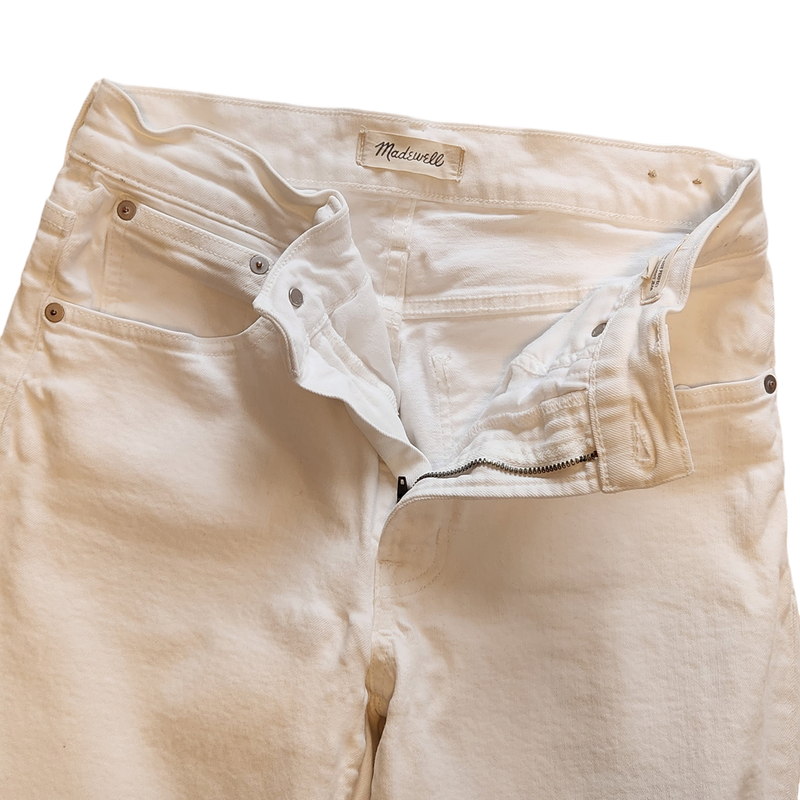 Madewell Mid-rise Perfect Vintage Straight Jeans In White Inseam 28" Size 27