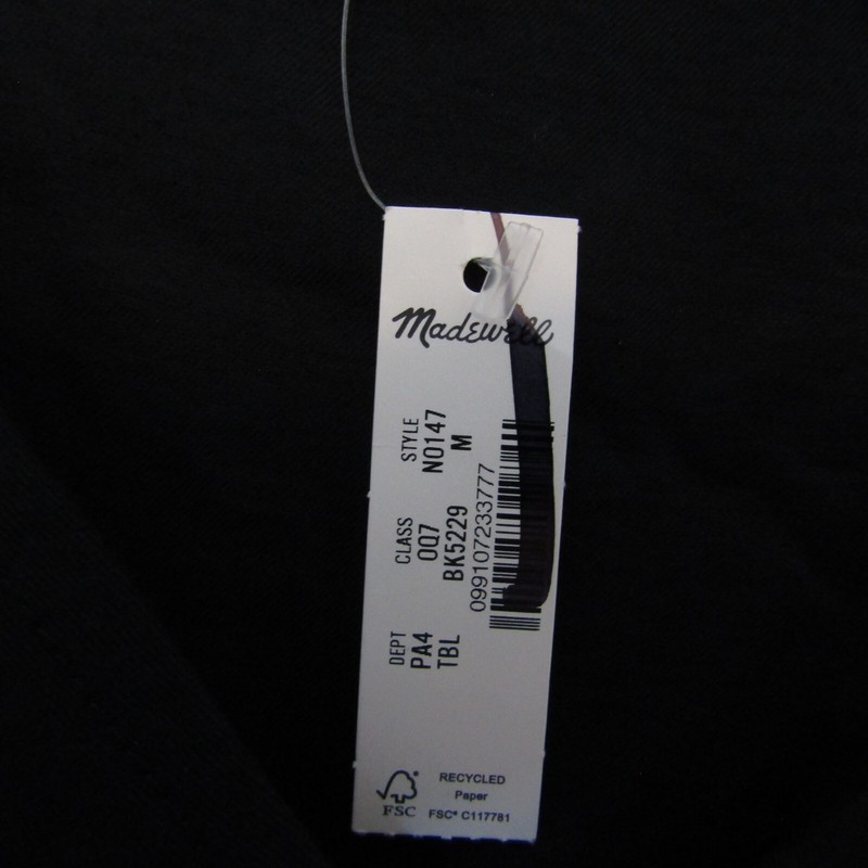 Madewell NEW NWT Womens Medium Black V Neck Empire Midi Dress NO147