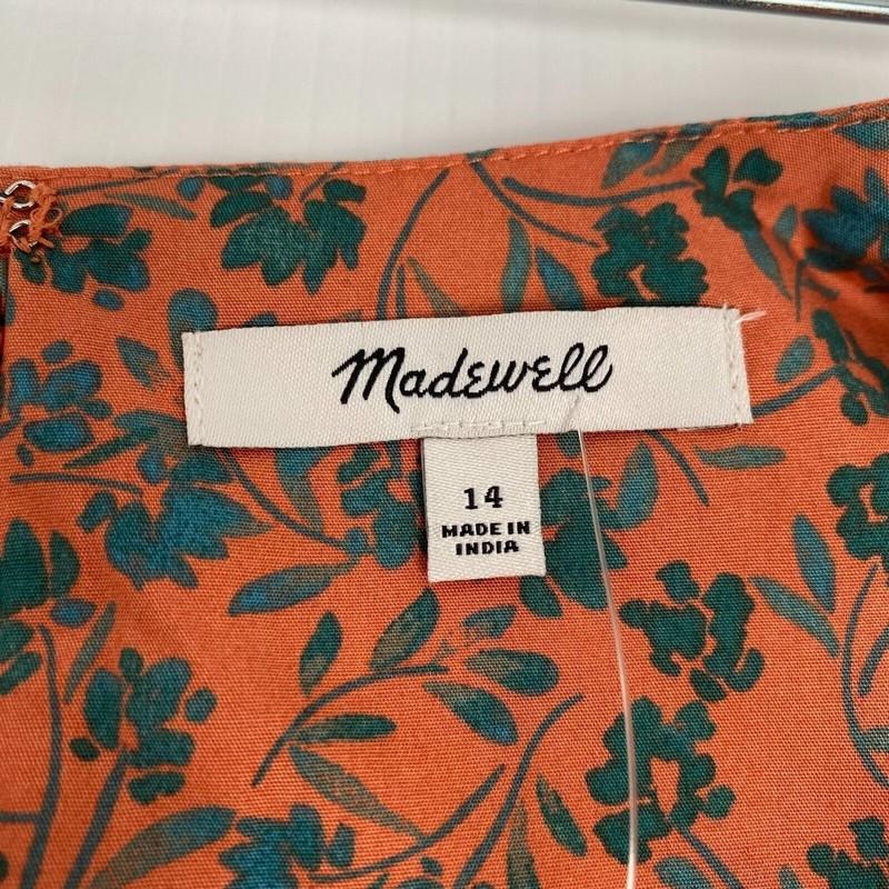 Madewell Stephanie Dress Twist-Front Midi Dress Floral Sunset Haze Size 14 NEW