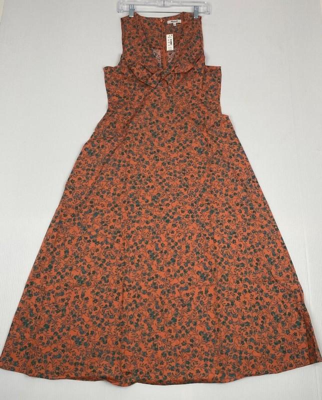 Madewell Stephanie Dress Twist-Front Midi Dress Floral Sunset Haze Size 14 NEW