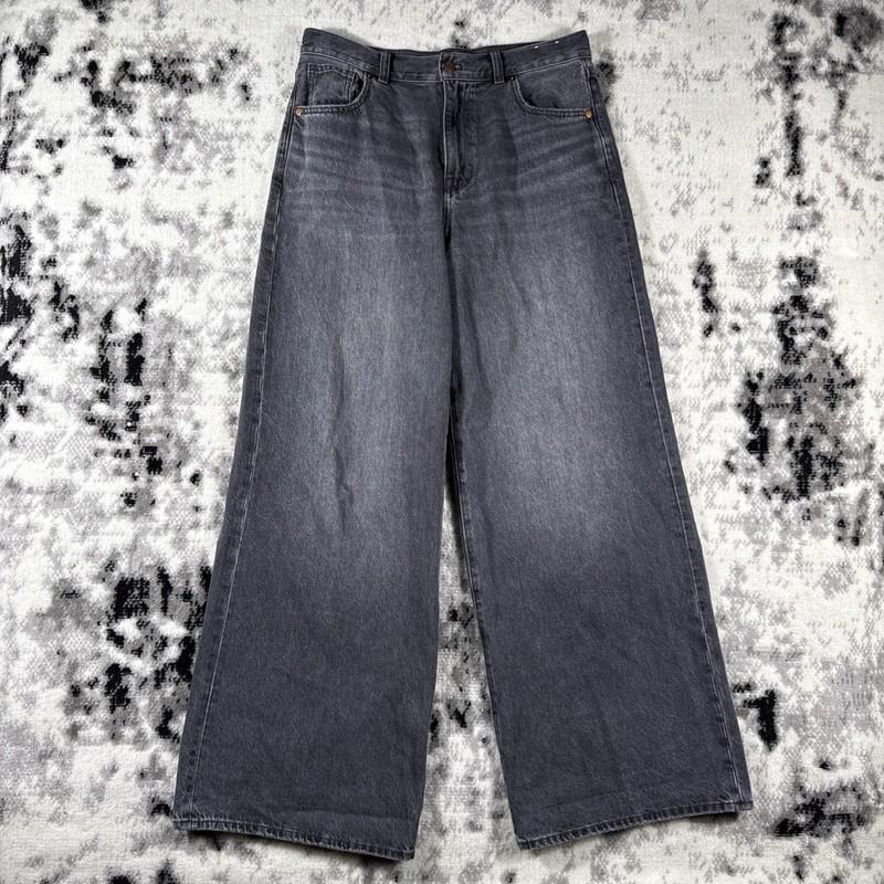 Madewell Superwide Leg Jeans Womens Size 29 Black Gray Skater Hippie Boho