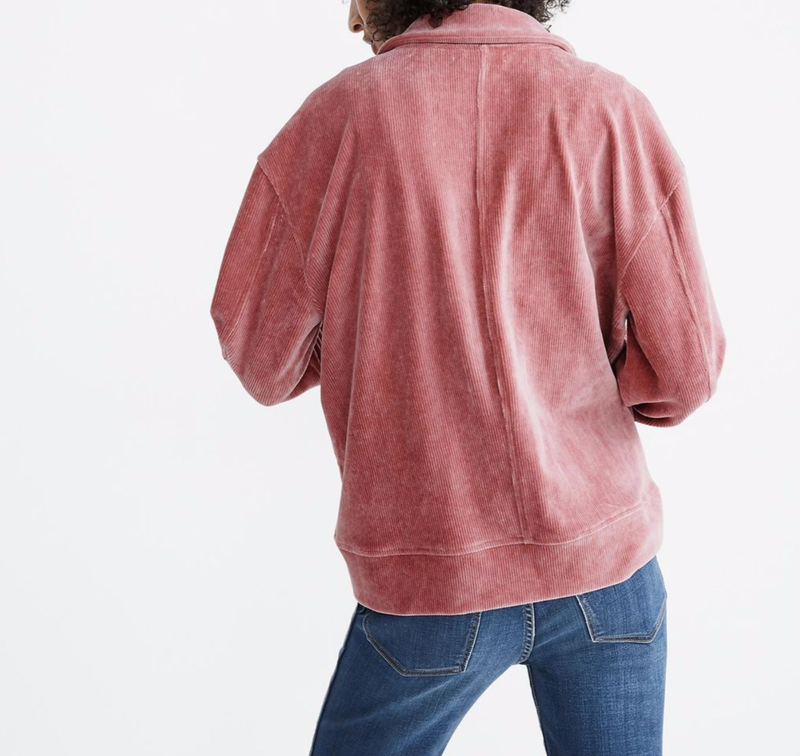MADEWELL TEXTURE & THREAD WOMEN'S INDIGO CORDUROY ZIP VELOUR BOMBER JACKET Sz XL