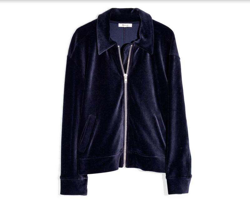 MADEWELL TEXTURE & THREAD WOMEN'S INDIGO CORDUROY ZIP VELOUR BOMBER JACKET Sz XL