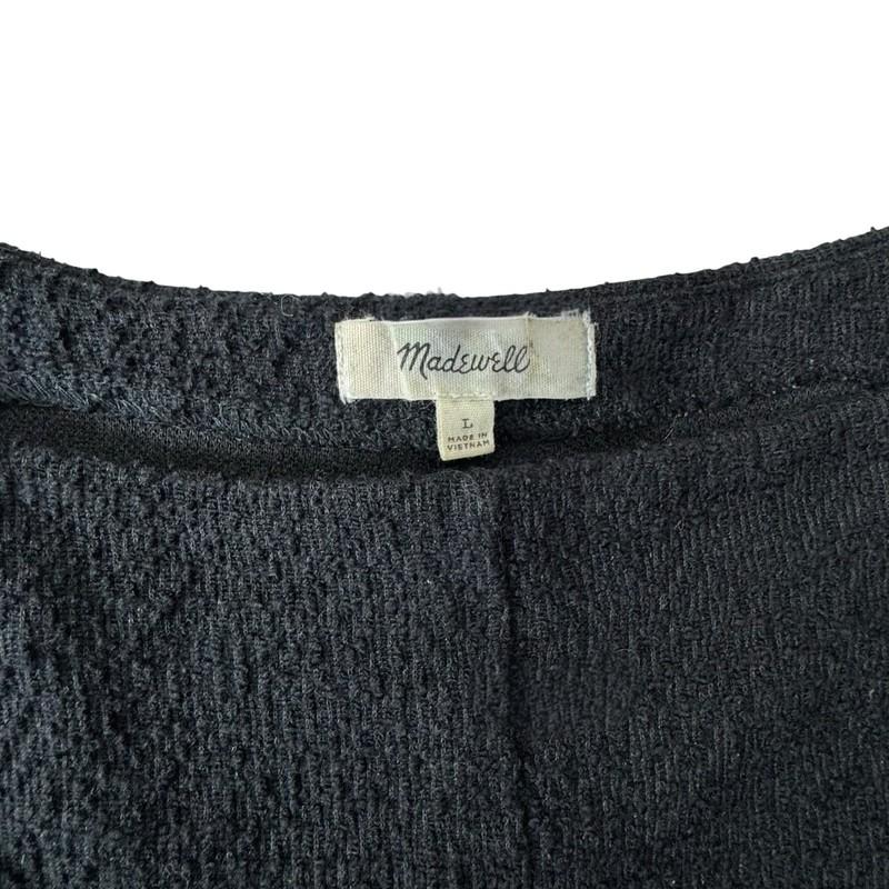 Madewell Wide-Leg Textured Boucle Knit Cropped Overalls Jumpsuit Black Sz Large
