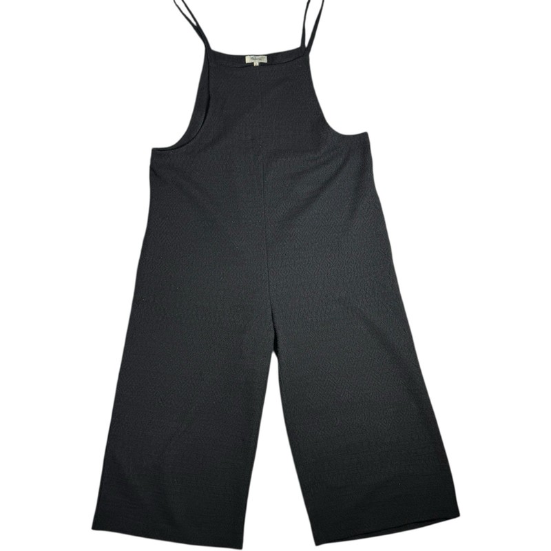 Madewell Wide-Leg Textured Boucle Knit Cropped Overalls Jumpsuit Black Sz Large