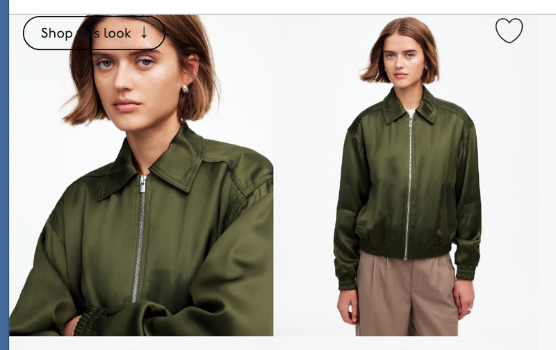 Madewell Womens $188 Relaxed Zip-Front Bomber Jacket Mossy Umber Size S NT115