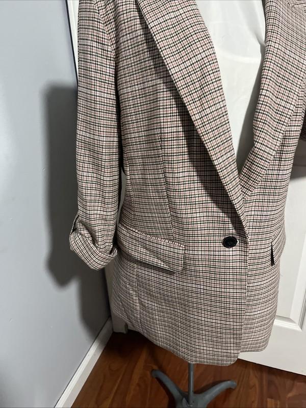 Maeve Anthropologie Collegiate Knit Blazer Women Sz 14 Academia Equestrian Plaid