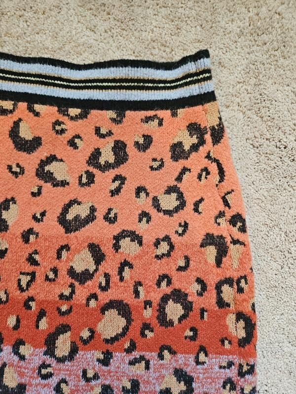 Maeve Leopard Sweater-Knit Pencil Skirt Small EUC Fitted Warm Colorful Casual