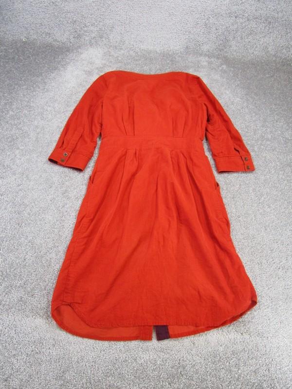 Maeve Shirt Dress Womens 0 Red Cotton Ribbed Long Sleeve Button Front