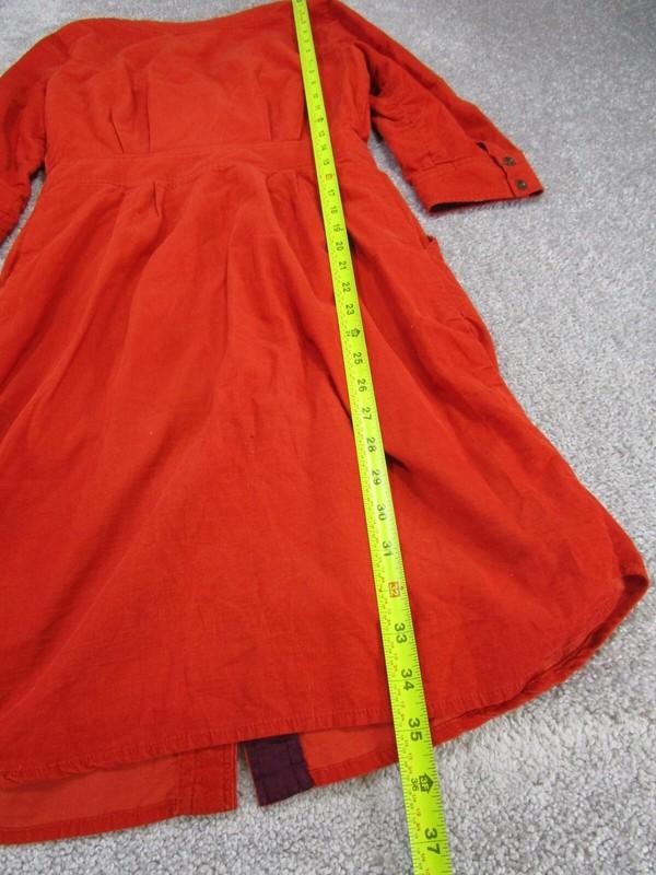 Maeve Shirt Dress Womens 0 Red Cotton Ribbed Long Sleeve Button Front