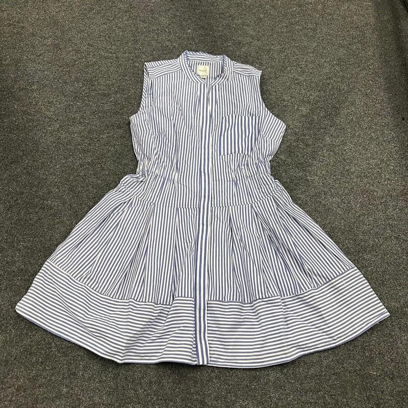 MAEVE V-Neck Fit & Flare Shirtdress Women's Size S Blue Motif