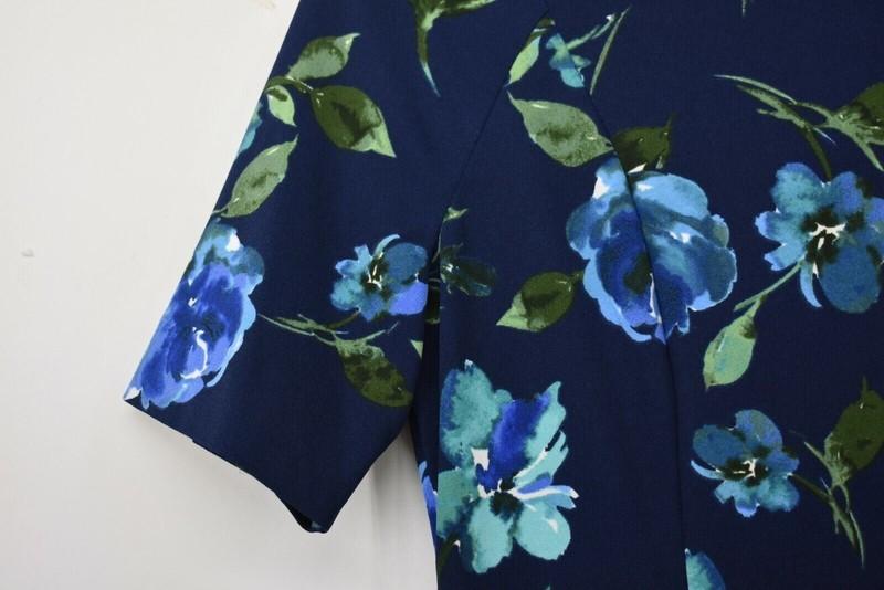 Maggy London Womens Blue Elbow Sleeves Jewel Neck Floral Print Sheath Dress NWT