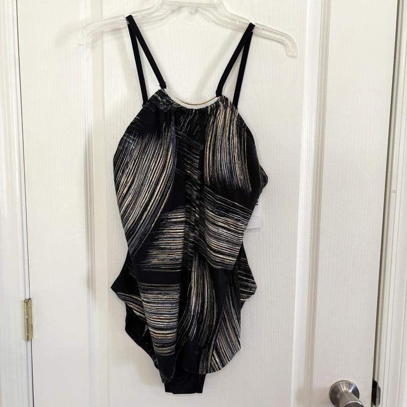 Magicsuit By Miraclesuit Jill Stroke Of Luck Swimsuit Black & Gold Size 12 Or 14