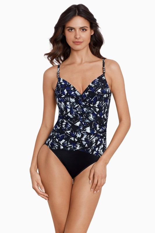 Magicsuit by Miraclesuit Louise Blueprint Swimsuit Black & Blue Size 12 or 14